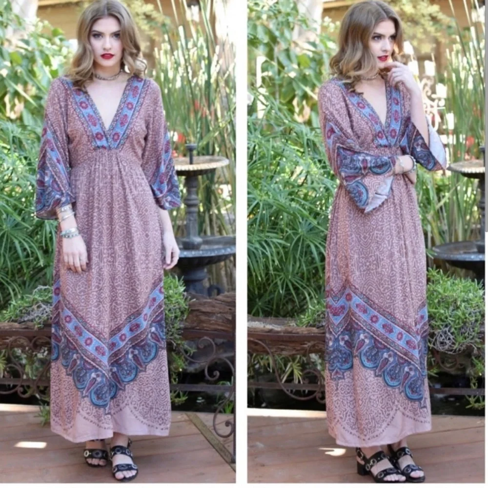 LAST SMALL bohemian style maxi dress - Picture 1 of 4
